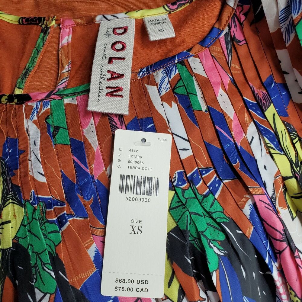 New Anthropologie Dolan Left Coast Pleated Top Floral Print Terra Cotta Size XS - Picture 4 of 5